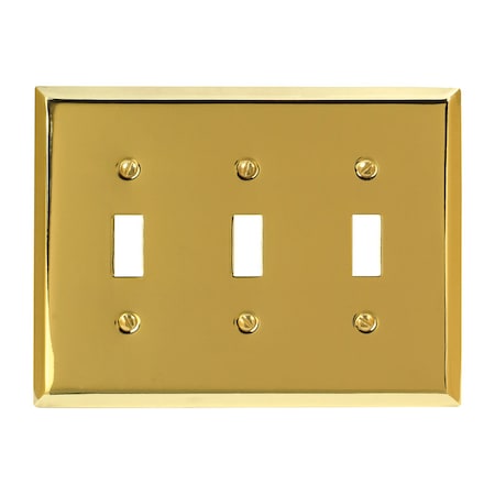 Amerelle Amerelle Century Polished Brass 3 gang Stamped Steel Toggle Wall Plate 1 pk 163TTTBR